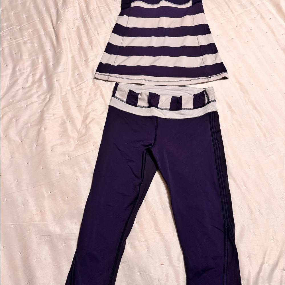Striped Navy Blue and White Lululemon Activewear Set